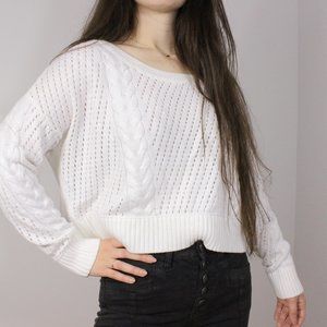 *Garage White Cable Knit Sweater